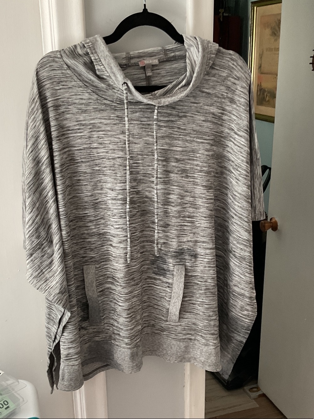 G007: Talbots Gray Marled Hooded Poncho